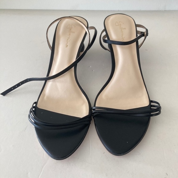 NWOT Guilhermina Anthropologie Black Leather Sculptural Heels Sz 40/9 - Picture 5 of 8